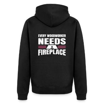 carpenter quotes tshirts chainsaw grab happy - Unisex Premium Organic Zip Hoodie - black - Back - Nico (187cm)