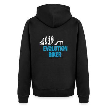 Funny Evolution Of A Biker Motorcycle Lover - Unisex Premium Bio Zip Hoodie - Schwarz - Hinten - Nico (187cm)