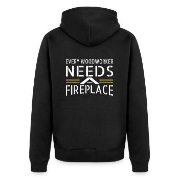 carpenter plumber chainsaw forest work woodcutter - Unisex Premium Bio Zip Hoodie - Schwarz - Hinten - Nico (187cm)