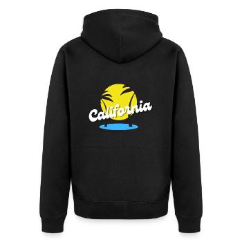 Palmen Kalifornien Urlaub - Unisex Premium Bio Zip Hoodie - Schwarz - Hinten - Nico (187cm)