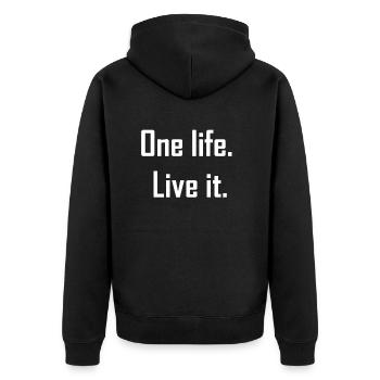 One life live it - Your heart beats for adventure - Unisex Premium Organic Zip Hoodie - black - Back - Nico (187cm)