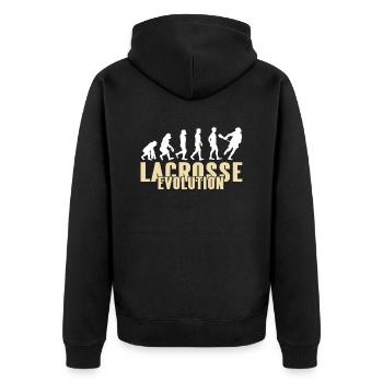 Evolution Of Lacrosse Awesome Cool T-Shirt Present - Unisex Premium Bio Zip Hoodie - Schwarz - Hinten - Nico (187cm)