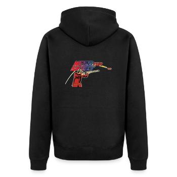 Need for Skeet transparent - Unisex Premium Bio Zip Hoodie - Schwarz - Hinten - Nico (187cm)