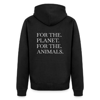 animal rights gift vegan humor statement - Unisex Premium Bio Zip Hoodie - Schwarz - Hinten - Nico (187cm)