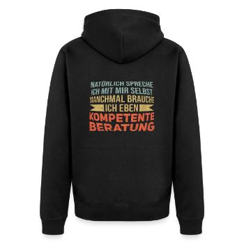 Beratung - Lustiger Spruch Witzig Fun Statement - Unisex Premium Bio Zip Hoodie - Schwarz - Hinten - Nico (187cm)