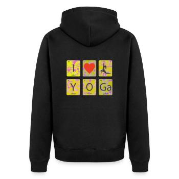 Yoga Meditation Niedlich Lustiger Frieden Zen Liebe cool - Unisex Premium Bio Zip Hoodie - Schwarz - Hinten - Nico (187cm)