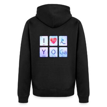 Yoga Meditation Niedlich Lustiger Frieden Zen Liebe cool - Unisex Premium Bio Zip Hoodie - Schwarz - Hinten - Nico (187cm)