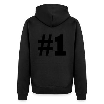 #1 - Unisex Premium Bio Zip Hoodie - Schwarz - Hinten - Nico (187cm)