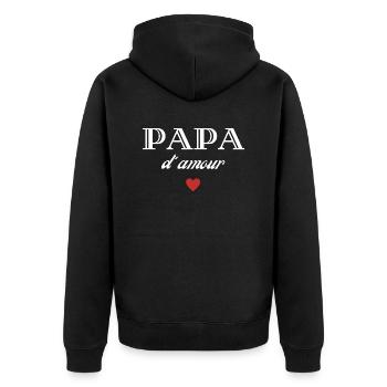 papa d'amour - Veste à capuche bio Premium Unisexe - noir - Dos - Nico (187cm)