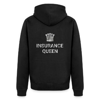Insurance Queen - Unisex Premium Organic Zip Hoodie - black - Back - Nico (187cm)
