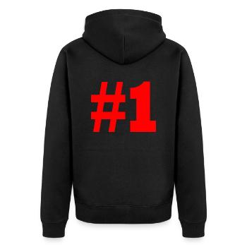 #1 - Unisex Premium Organic Zip Hoodie - black - Back - Nico (187cm)