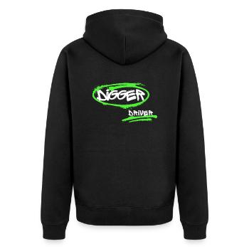 DIGGER DRIVER 1 - Unisex Premium Bio Zip Hoodie - Schwarz - Hinten - Nico (187cm)