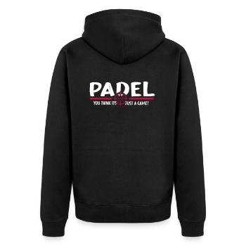 Padel Padel Tennis Pagaie « Padel Game » - Veste à capuche bio Premium Unisexe - noir - Dos - Nico (187cm)