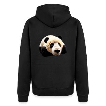 Panda groß - Unisex Premium Bio Zip Hoodie - Schwarz - Hinten - Nico (187cm)