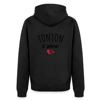 tonton d amour / cadeau humour tonton - Veste à capuche bio Premium Unisexe - noir - Dos - Nico (187cm)