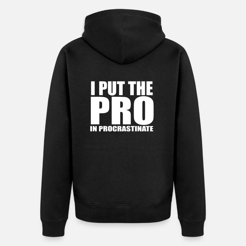 Zitat aufschieben - Unisex Premium Bio Zip Hoodie - Schwarz