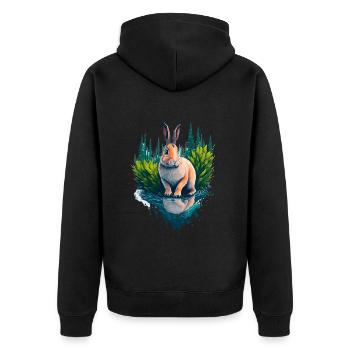 Beautiful illustration of a rabbit - Unisex Premium Organic Zip Hoodie - black - Back - Nico (187cm)