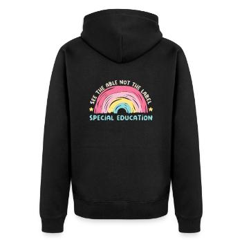 See The Able Not The Label Special Education - Unisex Premium Organic Zip Hoodie - black - Back - Nico (187cm)