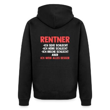 Ruhestand Pension Rente Rentner - Unisex Premium Bio Zip Hoodie - Schwarz - Hinten - Nico (187cm)