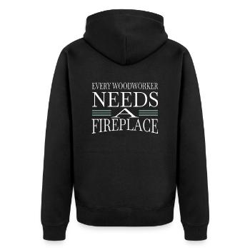 chop wood carpenter hoodies and sweatshirts - Unisex Premium Bio Zip Hoodie - Schwarz - Hinten - Nico (187cm)