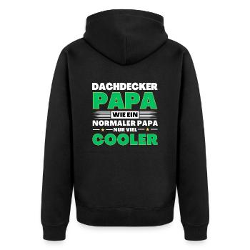 Dachdecker Papa wie ein normaler nur viel cooler - Unisex Premium Bio Zip Hoodie - Schwarz - Hinten - Nico (187cm)