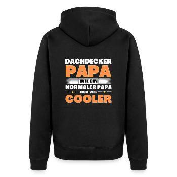 Dachdecker Papa wie ein normaler nur viel cooler - Unisex Premium Bio Zip Hoodie - Schwarz - Hinten - Nico (187cm)