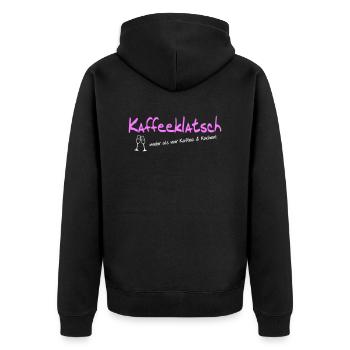 Kaffeeklatsch - Unisex Premium Bio Zip Hoodie - Schwarz - Hinten - Nico (187cm)