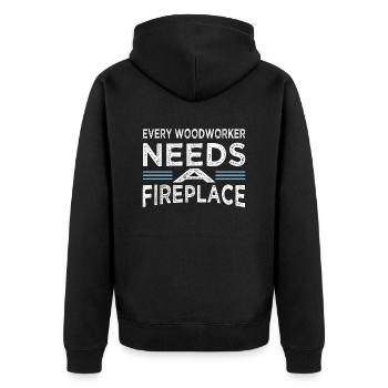 funny sayings joke carpentry - Unisex Premium Bio Zip Hoodie - Schwarz - Hinten - Nico (187cm)