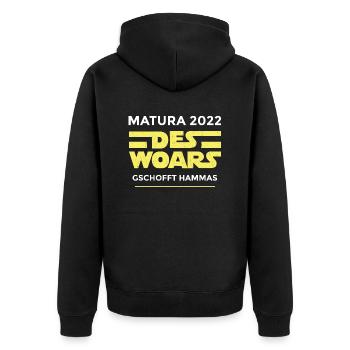 Matura 2022 das wars Österreich Dialekt Geschenk - Unisex Premium Bio Zip Hoodie - Schwarz - Hinten - Nico (187cm)