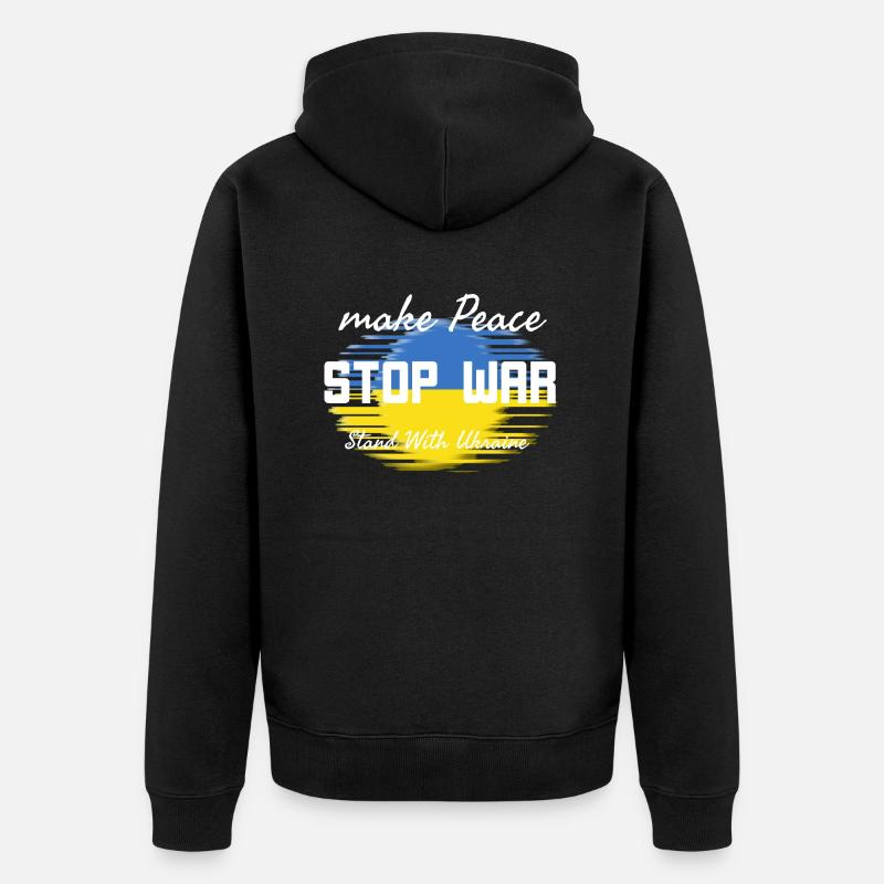 Make peace Stop War - Unisex Premium Organic Zip Hoodie - black