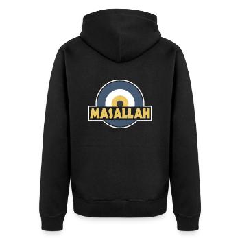 Nazar - Unisex Premium Bio Zip Hoodie - Schwarz - Hinten - Nico (187cm)