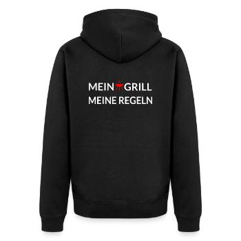 Grillen - Unisex Premium Bio Zip Hoodie - Schwarz - Hinten - Nico (187cm)