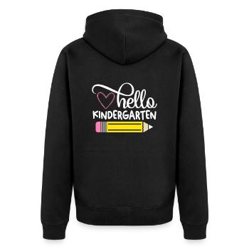 Hello Kindergarten - Unisex Premium Organic Zip Hoodie - black - Back - Nico (187cm)