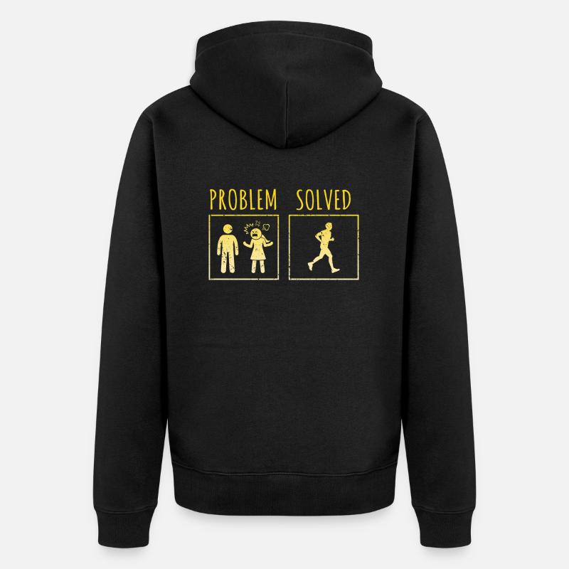 PROBLEM SOLVED Awesome Funny Running Designs - Unisex Premium Organic Zip Hoodie - black