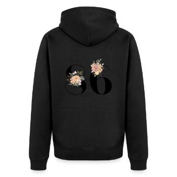 86th anniversary in bloom (Gift of 86 years) - Unisex Premium Organic Zip Hoodie - black - Back - Nico (187cm)