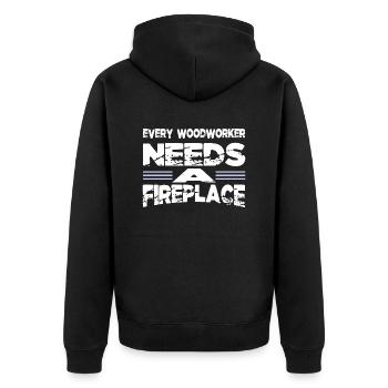 axes woodcutter love quote hobbyists - Unisex Premium Bio Zip Hoodie - Schwarz - Hinten - Nico (187cm)