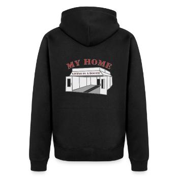 MY HOME LIVING IN A BOOTH Lackierer Lackierkabine - Unisex Premium Bio Zip Hoodie - Schwarz - Hinten - Nico (187cm)