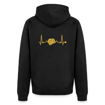 L’amour du fromage - J’aime le fromage - Veste à capuche bio Premium Unisexe - noir - Dos - Nico (187cm)
