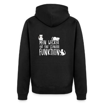 Lustiges Crazy Katzen Motiv Neko Katzenhalter - Unisex Premium Bio Zip Hoodie - Schwarz - Hinten - Nico (187cm)