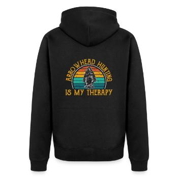 Arrowhead Hunting Pfeilspitzen Sammler - Unisex Premium Bio Zip Hoodie - Schwarz - Hinten - Nico (187cm)