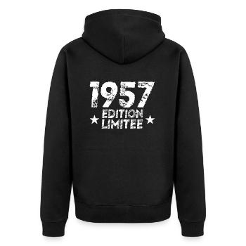 Vintage 1957 Limited Edition Cadeau D'anniversaire - Veste à capuche bio Premium Unisexe - noir - Dos - Nico (187cm)