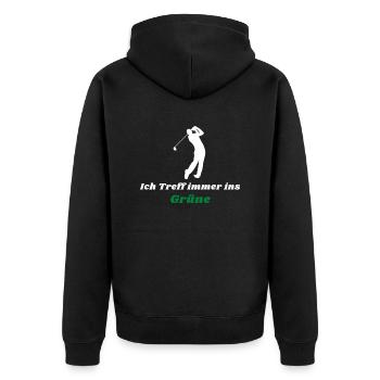 Golf Golfplatz ins grüne Geschenk - Unisex Premium Bio Zip Hoodie - Schwarz - Hinten - Nico (187cm)
