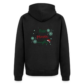 Nice until proven naughty Christmas sweater - Unisex Premium Organic Zip Hoodie - black - Back - Nico (187cm)
