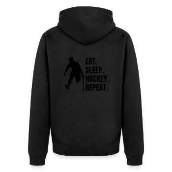 Joueur de hockey sur gazon de hockey sur sol - Veste à capuche bio Premium Unisexe - noir - Dos - Nico (187cm)