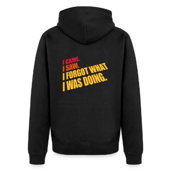 I came saw forget - Unisex Premium Bio Zip Hoodie - Schwarz - Hinten - Nico (187cm)