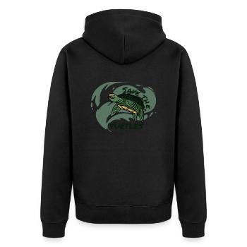 Rettet die Schildkröten Wasser Meer Plastik Welle - Unisex Premium Bio Zip Hoodie - Schwarz - Hinten - Nico (187cm)