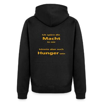 die macht - Unisex Premium Bio Zip Hoodie - Schwarz - Hinten - Nico (187cm)