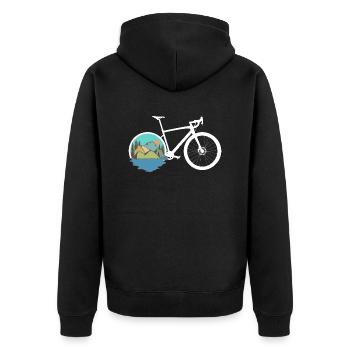 Gravel Bike Natur Rennrad Fahrrad lustige Geschenk - Unisex Premium Bio Zip Hoodie - Schwarz - Hinten - Nico (187cm)