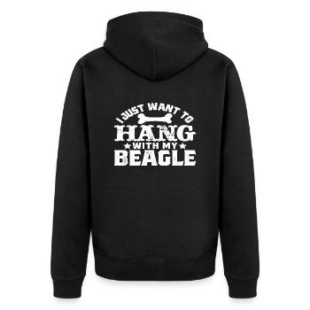 I just want to Hang with my Beagle - Unisex Premium Bio Zip Hoodie - Schwarz - Hinten - Nico (187cm)