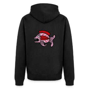 Culture of the Incas, fish symbol - Unisex Premium Organic Zip Hoodie - black - Back - Nico (187cm)